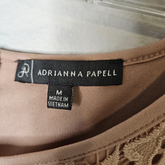 Adrianna Papell Blouse Womens Medium Lace 3/4 Sleeve Sheer Lined Elegant Top - Picture 8 of 10